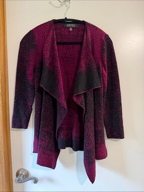Kasper Women's Berry and Black Open-Front Draped Cardigan